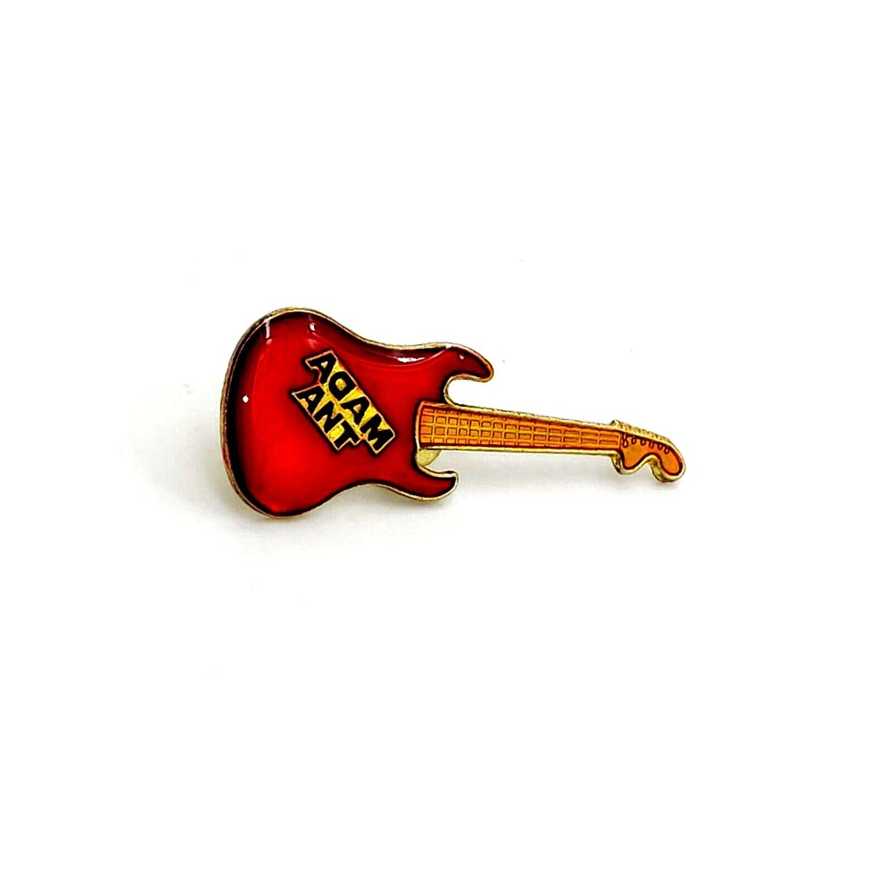 Awesome Vintage Adam Ant Guitar Lapel Hat Pin red & gold enamel